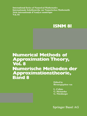 cover image of Numerical Methods of Approximation Theory/Numerische Methoden der Approximationstheorie